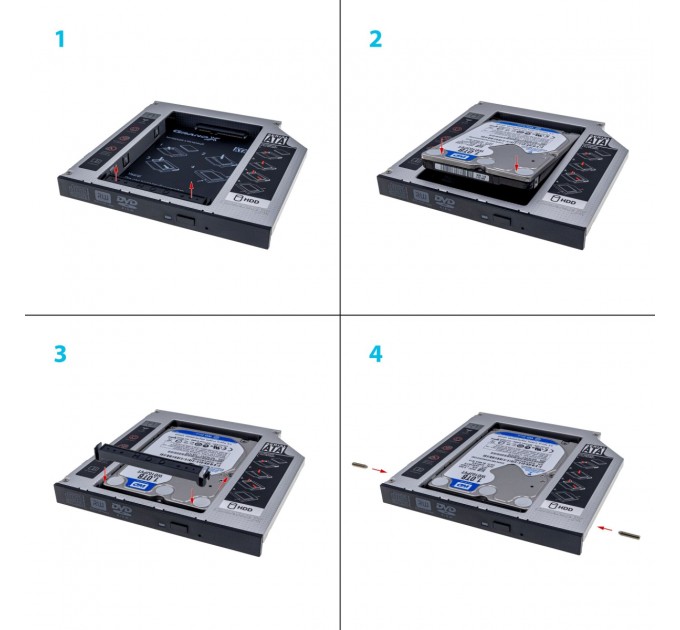 Grand-X Адаптер Grand-X для подключения HDD 2.5" в отсек привода ноутбука SATA/SATA3 12.7мм (HDC-25N)