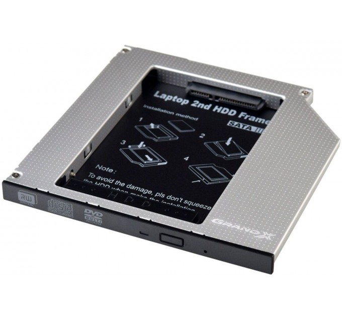 Grand-X Адаптер Grand-X для подключения HDD 2.5" в отсек привода ноутбука SATA/SATA3 Slim 9.5мм (HDC-24)