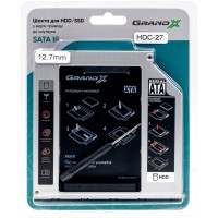 Адаптер Grand-X для подключения HDD 2.5" в отсек привода ноутбука SATA3 12.7мм (HDC-27)