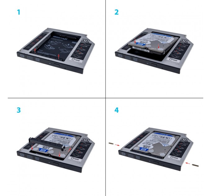 Grand-X Адаптер Grand-X для подключения HDD 2.5" в отсек привода ноутбука SATA3 12.7мм (HDC-27)