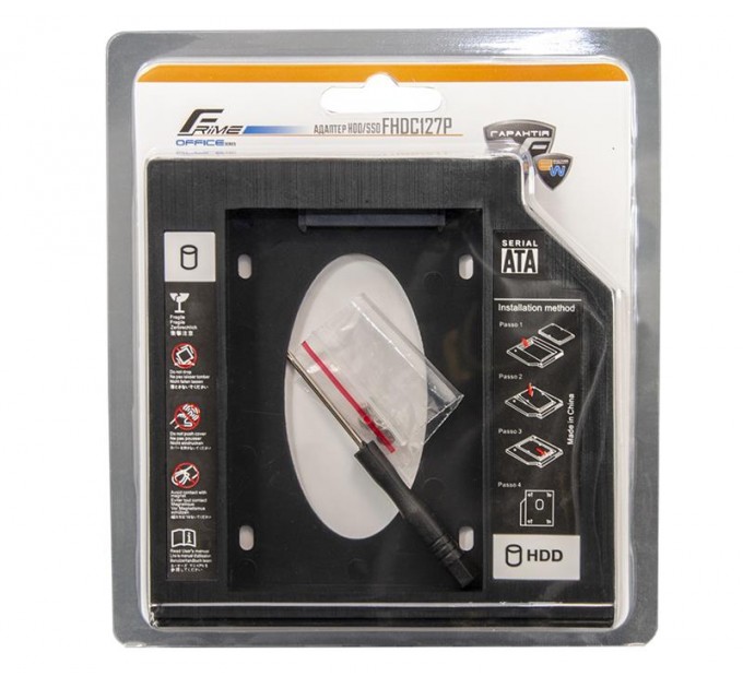 Frime Переходник Frime для установки 2.5" SSD/HDD в отсек привода 12.7мм Black (FHDC127P)