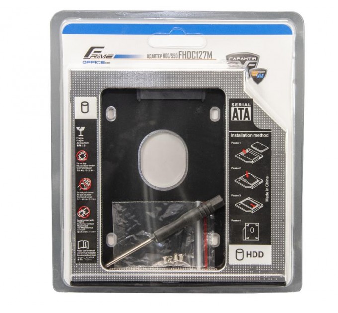 Frime Переходник Frime для установки 2.5" SSD/HDD в отсек привода 12.7мм Black/Silver (FHDC127M)