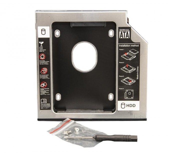 Frime Переходник Frime для установки 2.5" SSD/HDD в отсек привода 12.7мм Black/Silver (FHDC127M)