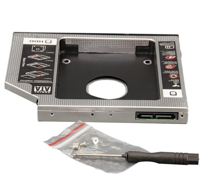 Frime Переходник Frime для установки 2.5" SSD/HDD в отсек привода 12.7мм Black/Silver (FHDC127M)