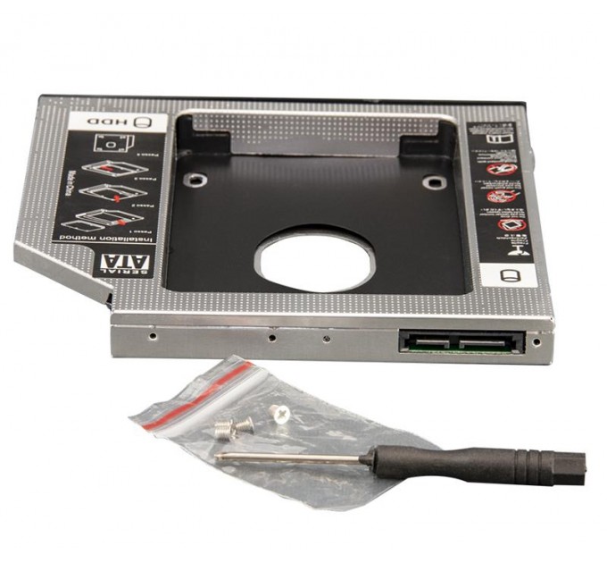 Frime Переходник Frime для установки 2.5" SSD/HDD в отсек привода 9.5мм Black/Silver (FHDC950M)