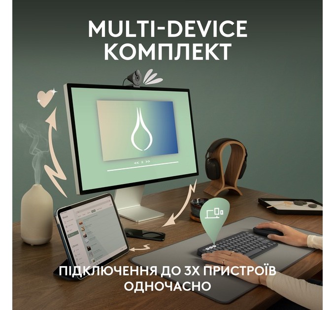 Logitech Комплект (клавиатура, мышь) беспроводной Logitech Pebble 2 Combo White (920-012240)