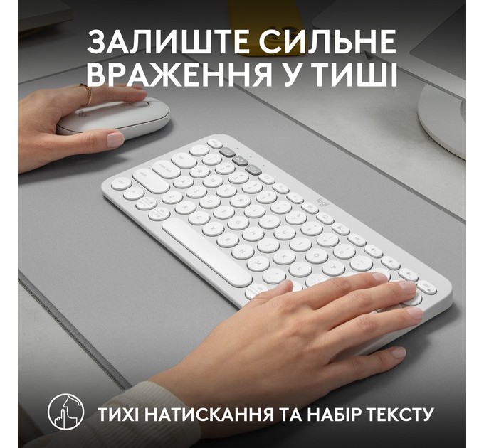 Logitech Комплект (клавиатура, мышь) беспроводной Logitech Pebble 2 Combo White (920-012240)