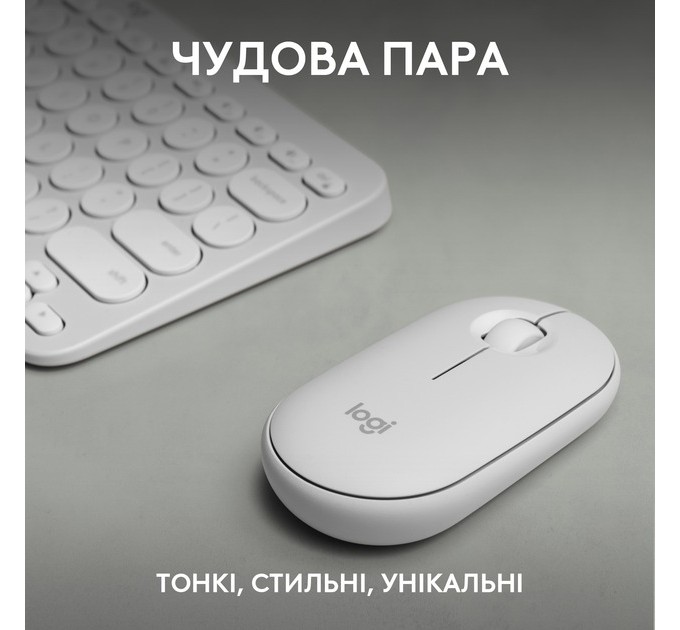 Logitech Комплект (клавиатура, мышь) беспроводной Logitech Pebble 2 Combo White (920-012240)