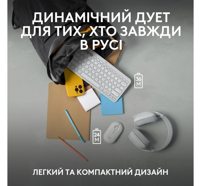 Logitech Комплект (клавиатура, мышь) беспроводной Logitech Pebble 2 Combo White (920-012240)