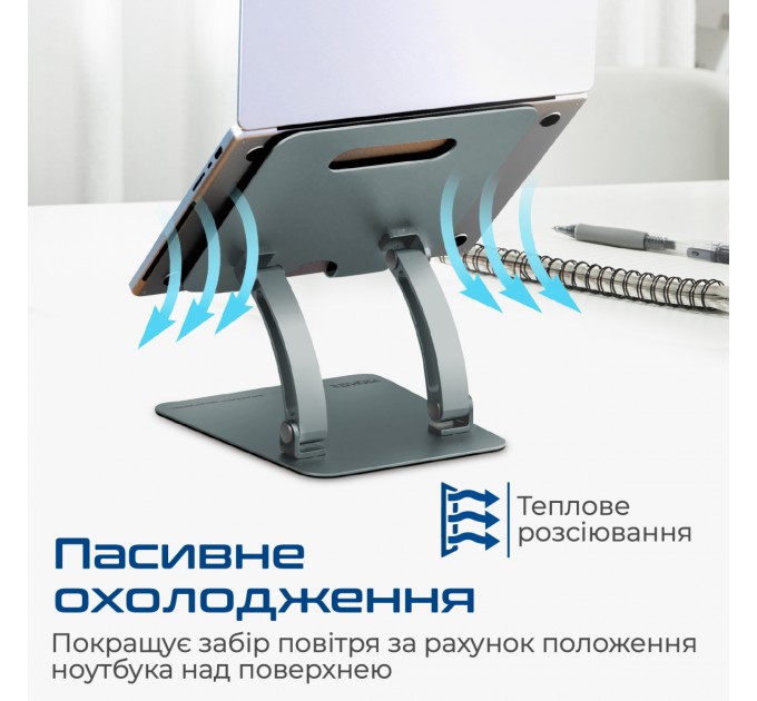 Promate Охлаждающая подставка для ноутбука Promate DeskMate-7 Grey