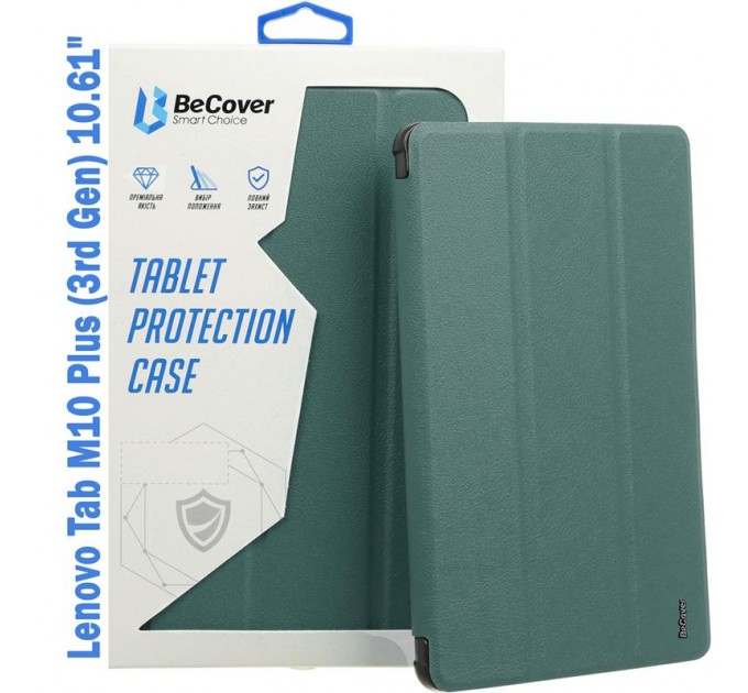 BeCover Чехол-книжка BeCover Soft Edge для Lenovo Tab M10 Plus TB-125F (3rd Gen)/K10 Pro TB-226 10.61" Dark Green (708368)