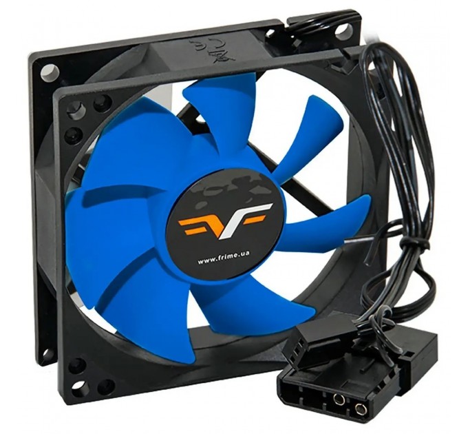 Frime Вентилятор Frime (FBF80HB3) 80x80x25мм, 3pin+Molex, Black/Blue