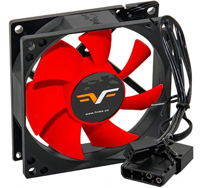 Frime Вентилятор Frime (FRF80HB3) 80x80x25мм, 3pin+Molex, Black/Red