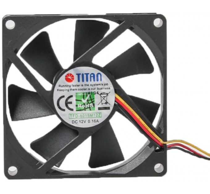 Titan Вентилятор Titan TFD-8015 M 12 Z, 80х80х15мм, 3-pin, черный