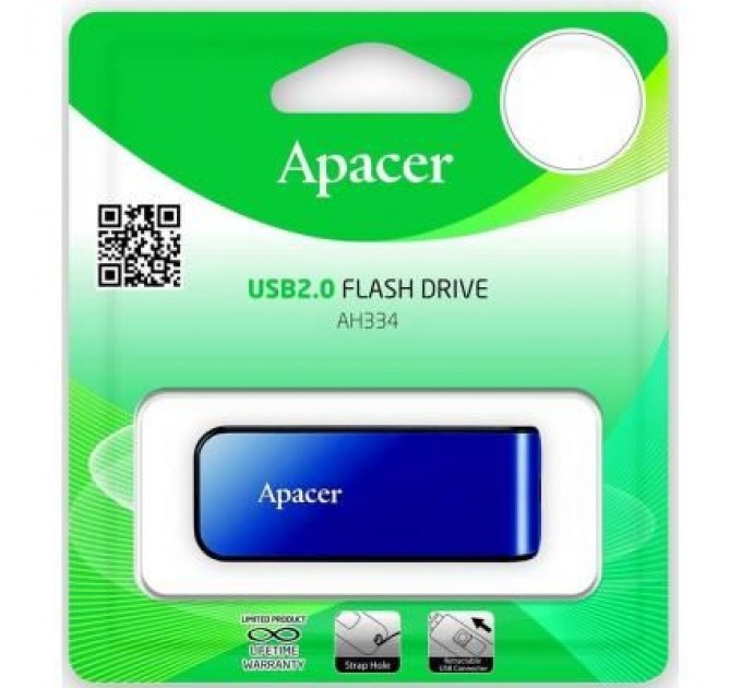 Apacer USB флеш накопичувач Apacer 32GB AH334 blue USB 2.0 (AP32GAH334U-1)