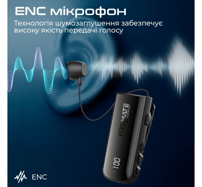 Promate Bluetooth-гарнітура Promate Monoflix-bt Black