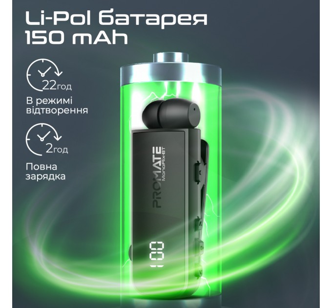 Promate Bluetooth-гарнітура Promate Monoflix-bt Black