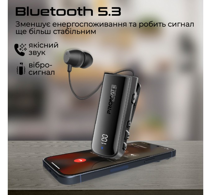 Promate Bluetooth-гарнітура Promate Monoflix-bt Black