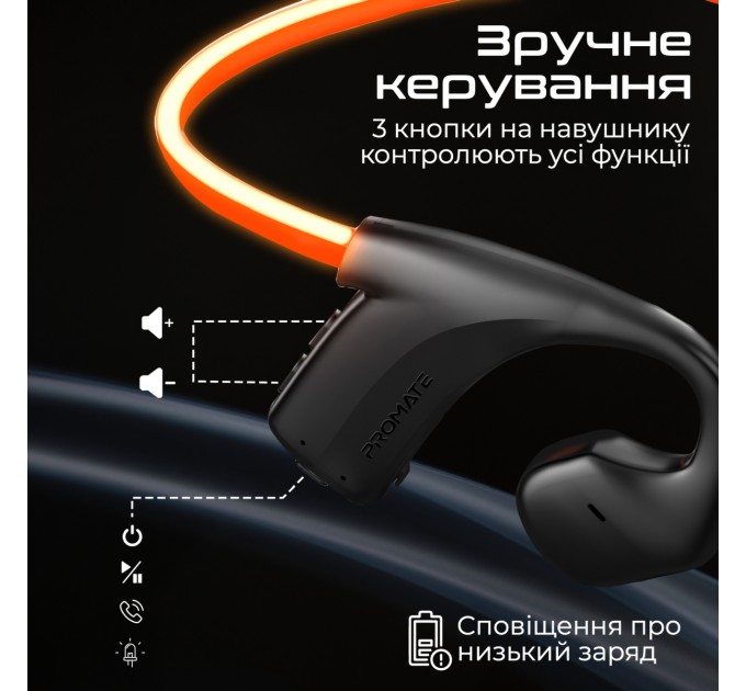 Promate Bluetooth-гарнітура Promate RippleGlow Black