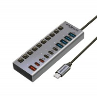 Концентратор USB Type-C Promate Gegahub-5G 10 in 1 Grey (gegahub-5g)