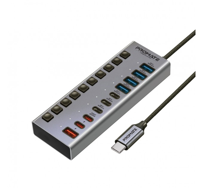 Promate Концентратор USB Type-C Promate Gegahub-5G 10 in 1 Grey (gegahub-5g)