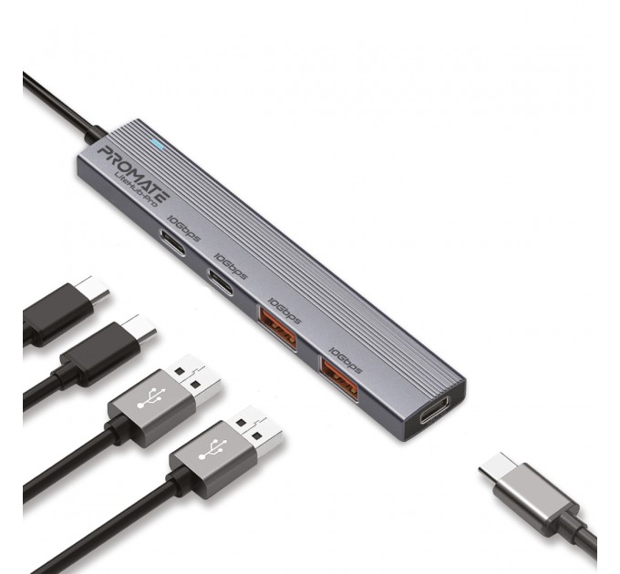 Promate Концентратор USB Type-C Promate LiteHub-Pro 4 in 1 Grey (litehub-pro)