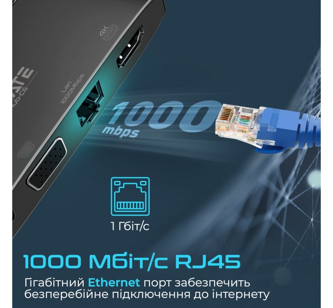 Promate Концентратор USB Type-C Promate MediaHub-C6 6 in 1 Black (mediahub-c6.black)