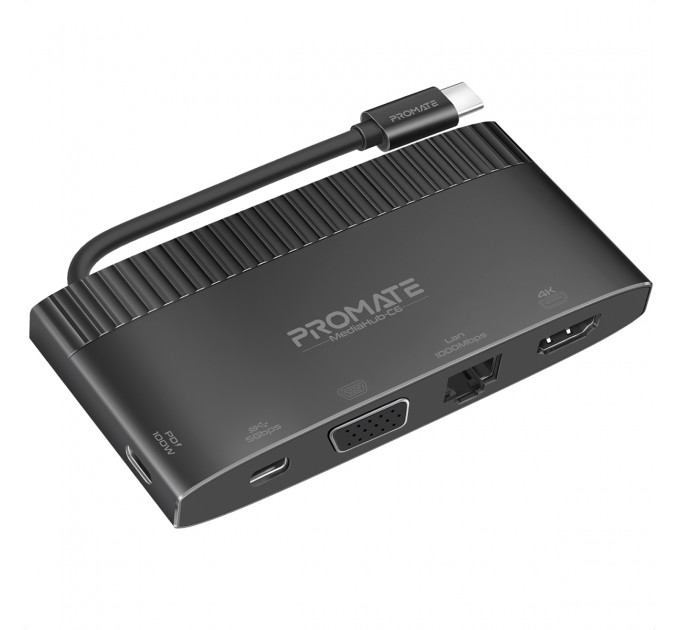 Promate Концентратор USB Type-C Promate MediaHub-C6 6 in 1 Black (mediahub-c6.black)