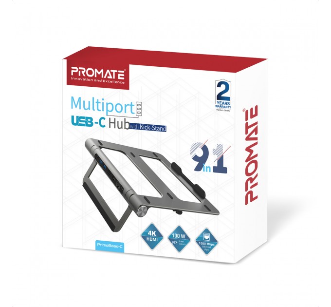 Promate Концентратор USB Type-C Promate PrimeBase-C 9 in 1 Grey (primebase-c.grey)