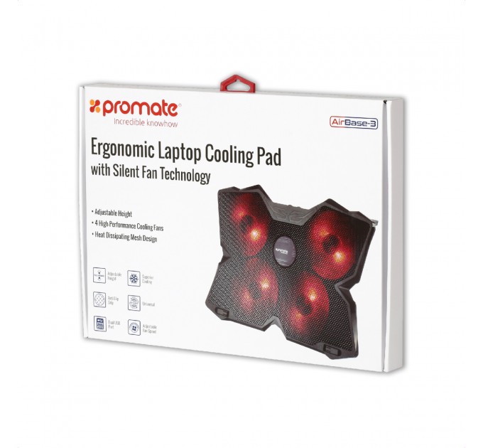 Promate Охолоджуюча пiдставка для ноутбука Promate AirBase-3 Black