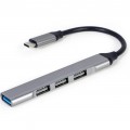 Gembird Концентратор USB Type-C Gembird 1xUSB3.1, 3хUSB2.0, метал, Grey (UHB-CM-U3P1U2P3-03)