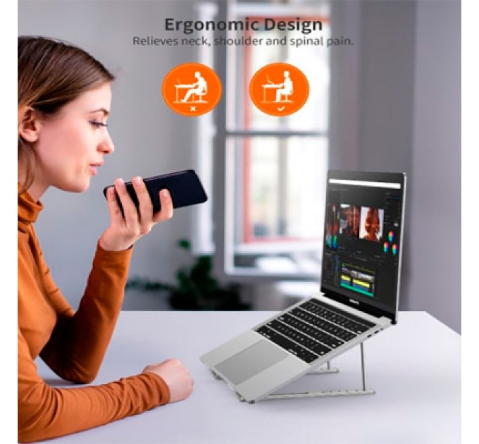 Vention Підставка до ноутбука Vention Foldable 90-136mm Laptop up 15.6" stand silver (H055-SL)