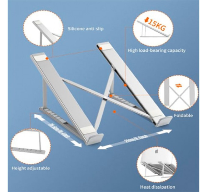 Vention Підставка до ноутбука Vention Foldable 90-136mm Laptop up 15.6" stand silver (H055-SL)
