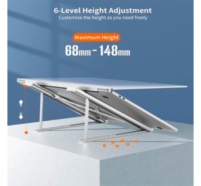 Vention Підставка до ноутбука Vention Foldable 90-136mm Laptop up 15.6" stand silver (H055-SL)