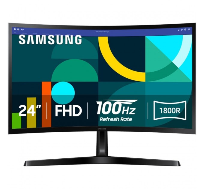 Samsung Монітор Samsung 24" LS24D366GA (LS24D366GAIXCI) VA Black Curved 100Hz