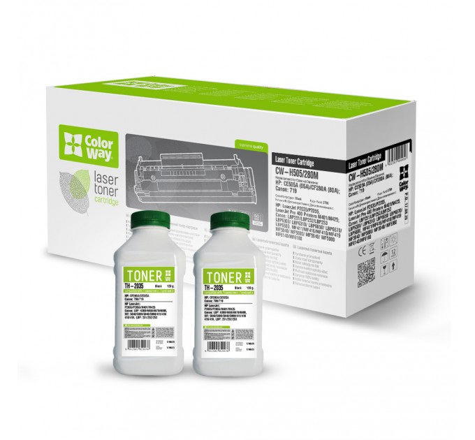 ColorWay Картридж CW (CW-H505/280M/TH-2035) HP LJ M425DN/425DW (CF280A/CE505A/Canon 719) + Тонер (TH-2035) 2х120г