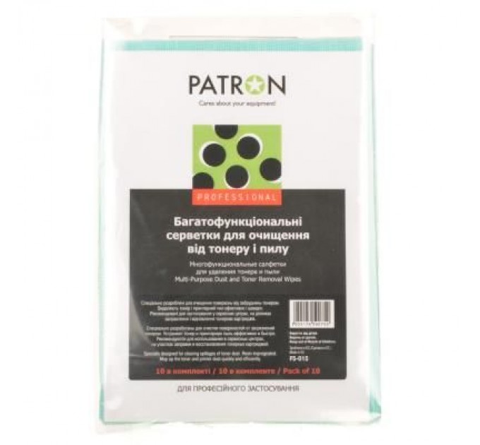 Patron Серветки Patron Multi-Purpose Dust and Toner Removal Wipes, 10psc (F5-015)