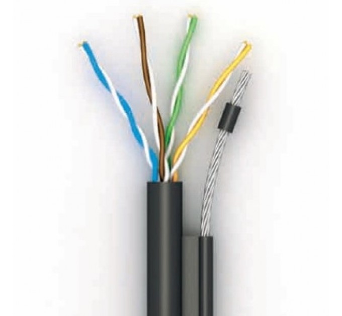 Одескабель Кабель для зовнішньої прокладки OK-Net КППт-ВП (100) UTP, CAT5e, 4х2х0.51, бухта 305м з тросом (49223)