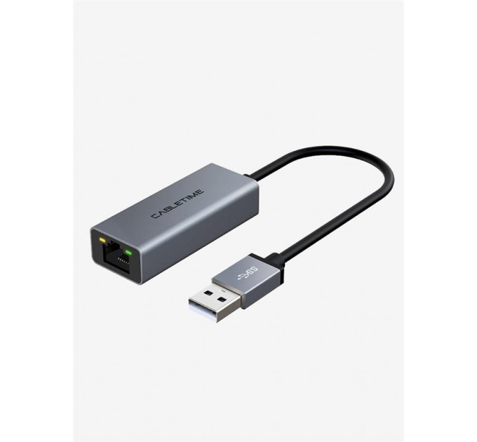 Cabletime Мережевий адаптер Cabletime USB 100Mbps Ethernet, 0.15m,Space Grey (CB52G)