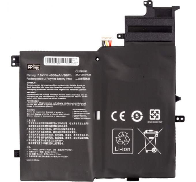 PowerPlant Акумулятор до ноутбука ASUS VivoBook S460UA (C21N1701) 7.6V 4000mAh PowerPlant (NB432080)