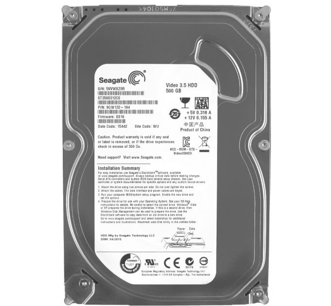 Seagate_ Накопичувач HDD SATA  500GB Seagate 5900RPM 8MB (ST3500312CS) Ref