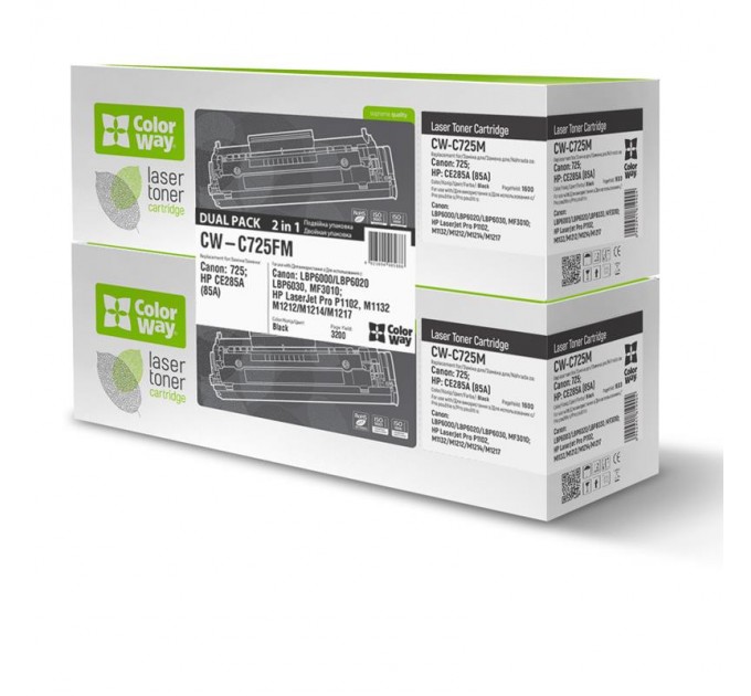 ColorWay Картридж CW (CW-C725FM) Canon LBP-6000/6020/MF3010 Black (CE285A/Canon 725) Dual Pack