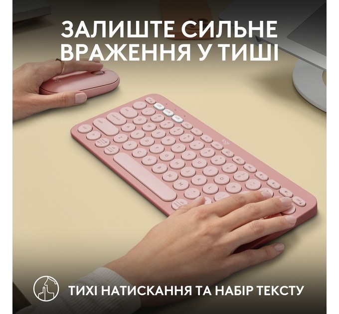 Logitech Комплект (клавіатура, миша) бездротовий Logitech Pebble 2 Combo Rose (920-012241)