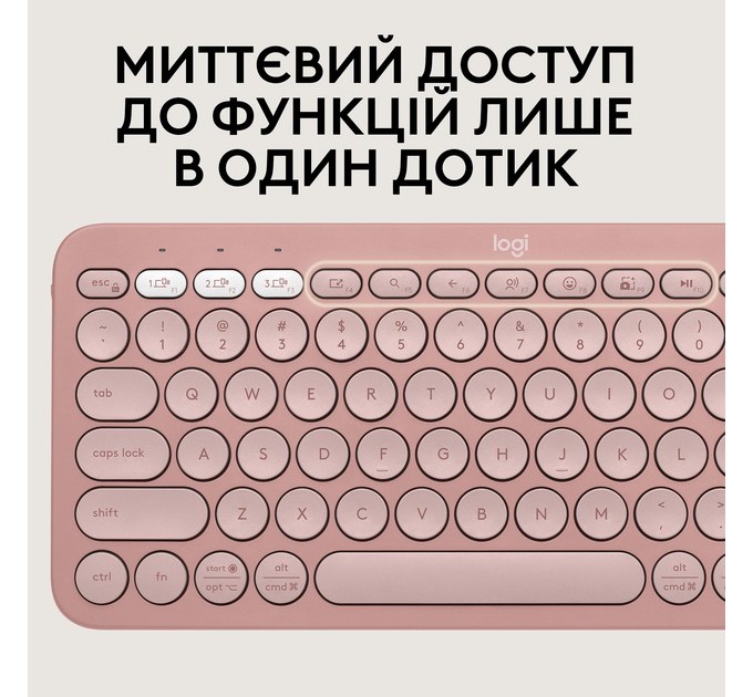 Logitech Комплект (клавіатура, миша) бездротовий Logitech Pebble 2 Combo Rose (920-012241)