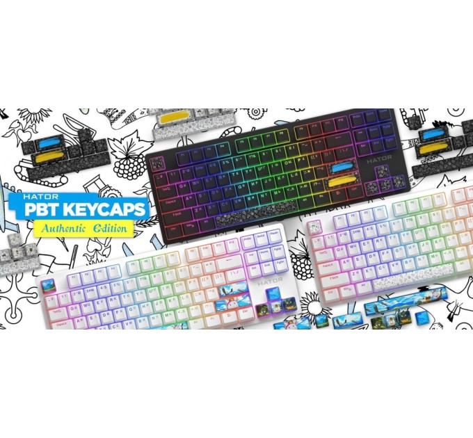 Hator Набір кейкапів Hator PBT Keycaps Authentic Edition Black (HTS-701)