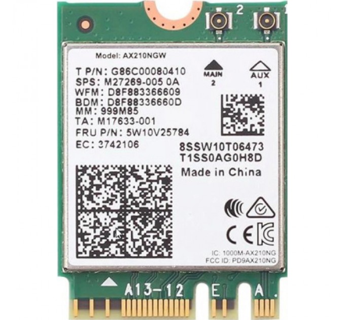 INTEL Мережева карта Wi-Fi INTEL Wireless-AX 802.11AX+BT5.2 AX210 m.2 (AX210.NGWG)