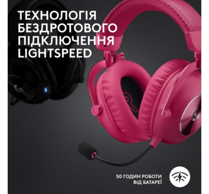 Logitech Навушники Logitech G Pro X 2 Lightspeed Wireless Magenta (981-001275)