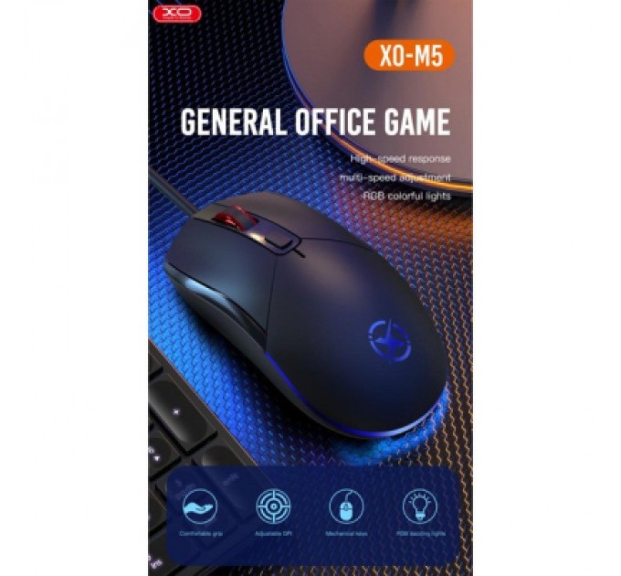 XO Мишка XO M5 A582 USB Black (XO-M5-BK)