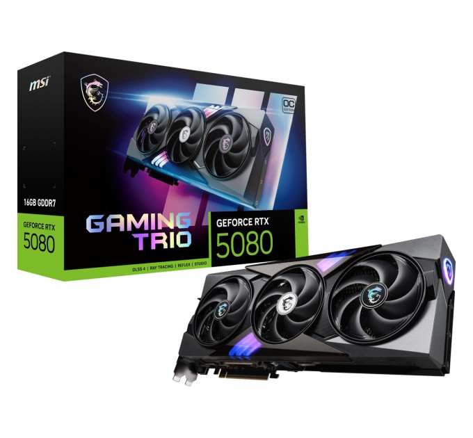 MSI Відеокарта GF RTX 5080 16GB GDDR7 Gaming Trio OC MSI (GeForce RTX 5080 16G GAMING TRIO OC)