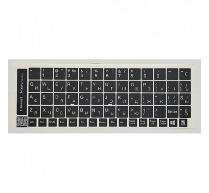 BestKey Наклейка на клавіатуру BestKey непрозора чорна, 68, срібний (BK13SIL/021)